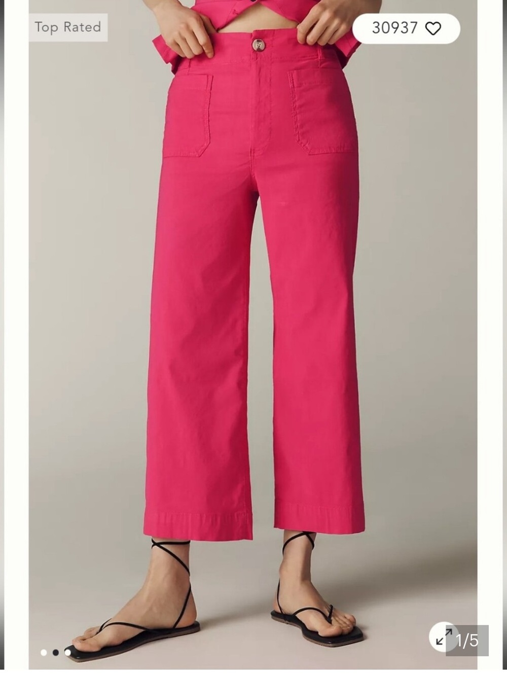Maeve Anthropologie Colette Hot Pink Wide-Leg Crop Pants Sz 31